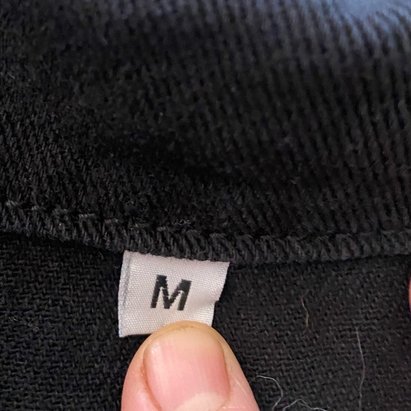 Distressed fringed black crop Jean jacket M - Picture 8 of 9